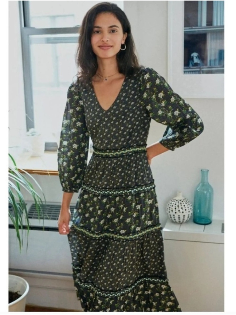 Anthropologie Black and White Bishop Sleeve Sundress